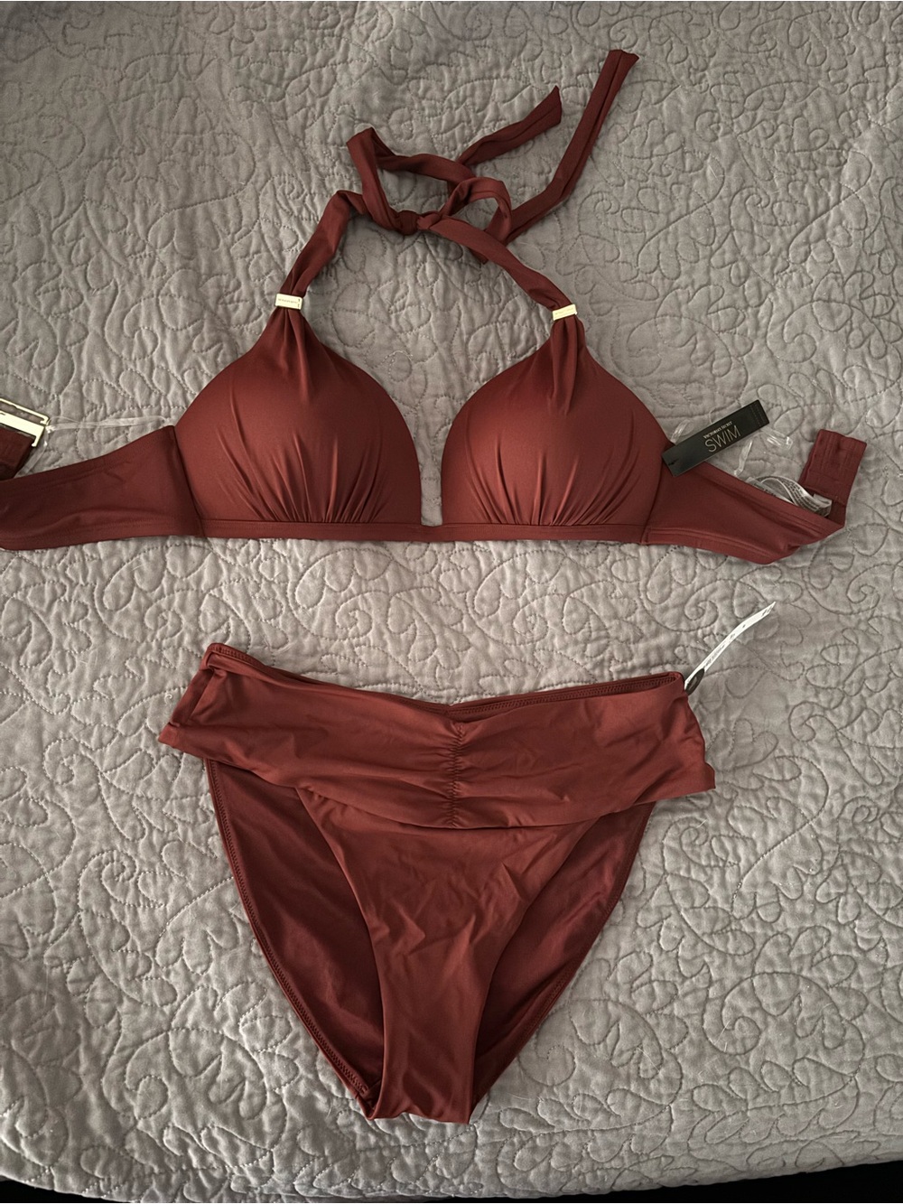 Victoria’s Secret Harlow Halter Push-Up Bikini Top & rouched Two-Piece Swimwear